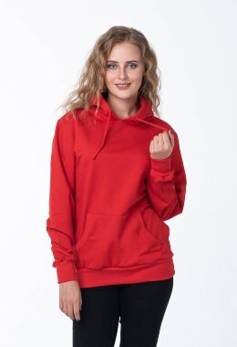 Красная толстовка с капюшоном женская